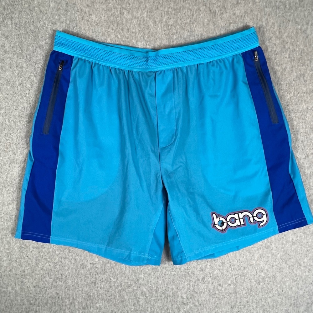 Bang Energy Mens 2XL Blue Athletic Shorts Built In Liner Zipper‎ Pockets Workout